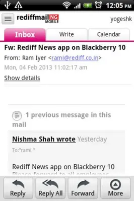 Rediffmail NG android App screenshot 5