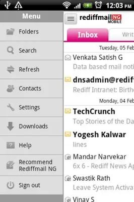 Rediffmail NG android App screenshot 6